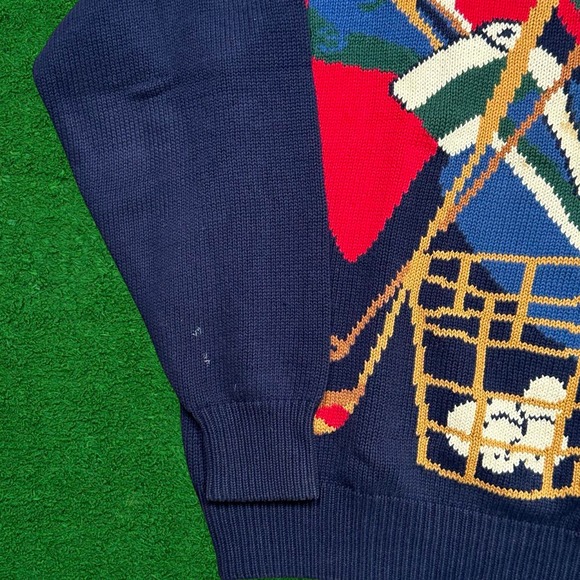 Vintage Hathaway AOP Pattern Knit Golf Sweater Size Large - Picture 4 of 7